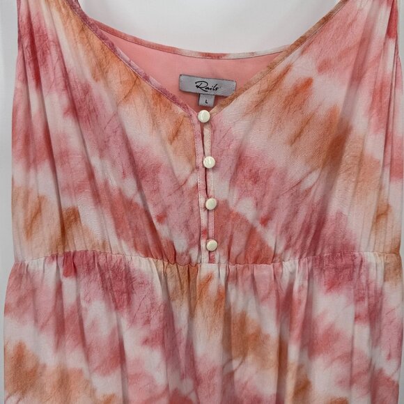 Rails Delilah Tiered Dress Womens L Pink Tie Dye Rayon Blend Adjustable Lined - Picture 3 of 10